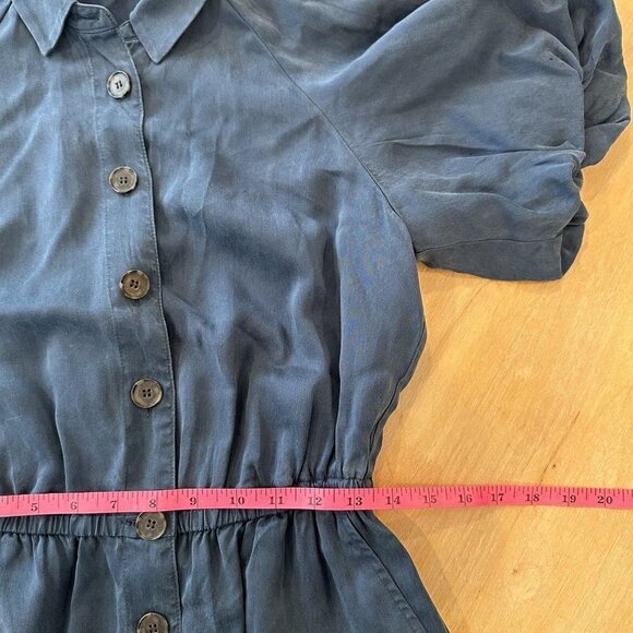 J. Crew Belted Jumpsuit Blue Puff Sleeve Boho Silky Pockets Button Down 2 $268 - Picture 10 of 11
